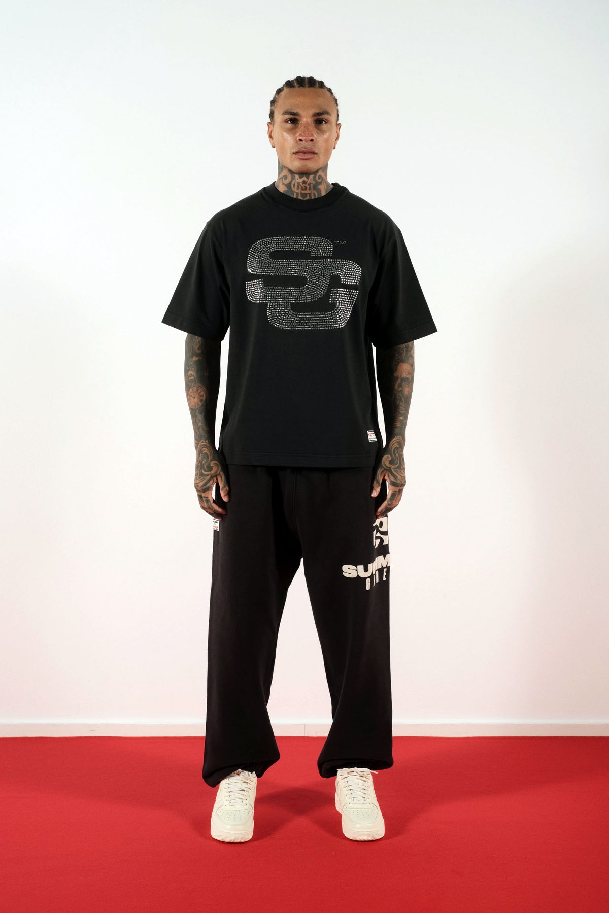 SG24 RHINESTONES TEE - JET BLACK