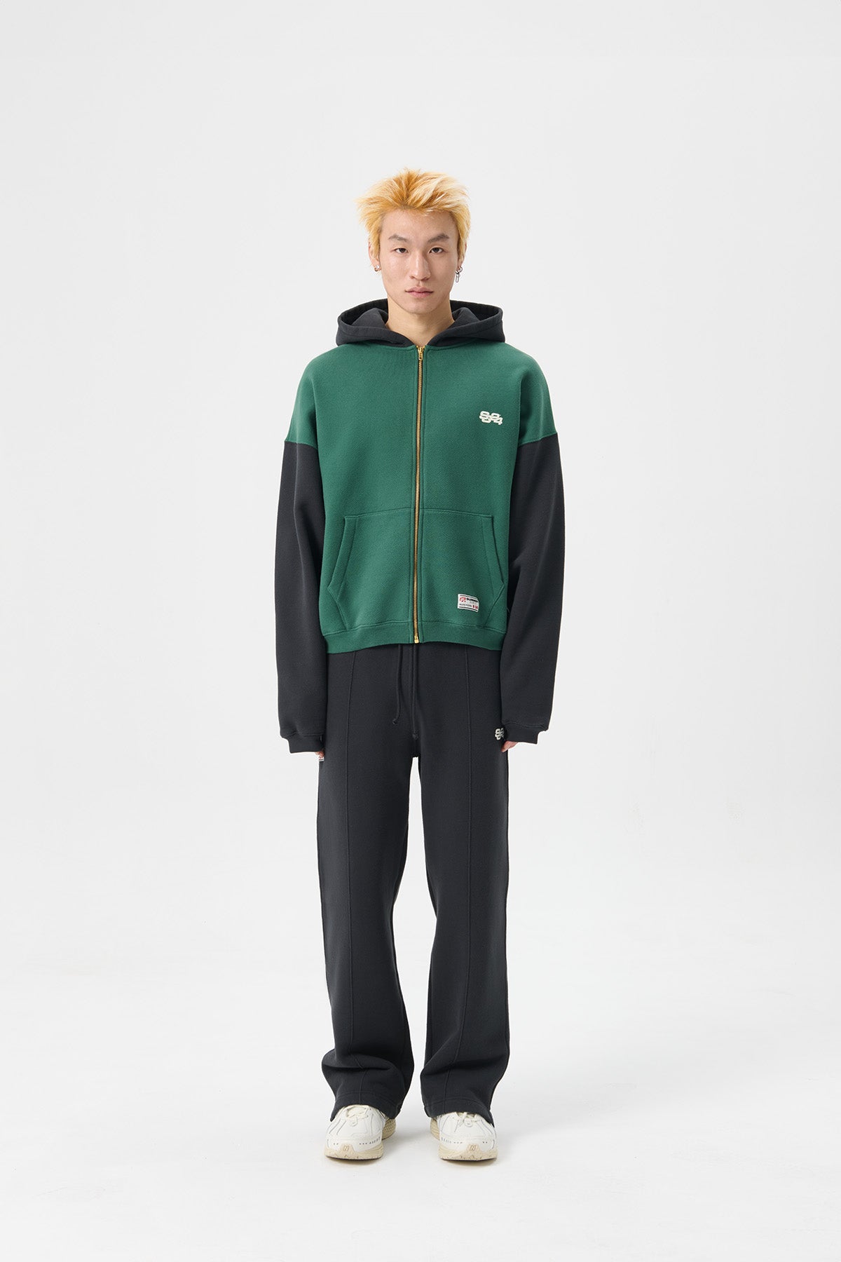 STACK LOGO ICON ZIP-UP HOODIE - HUNTER GREEN / JET BLACK