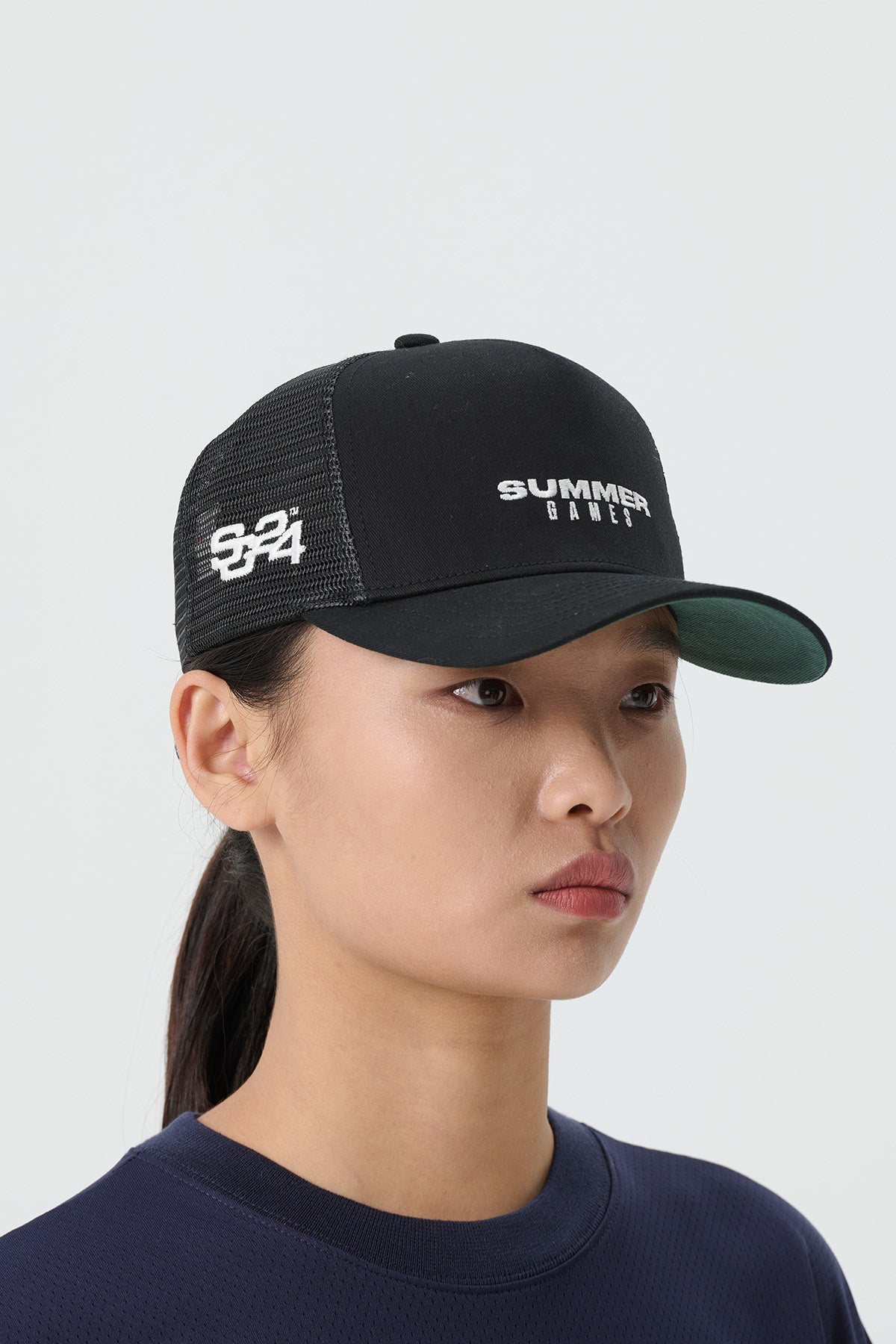 STACK LOGO TRUCKER CAP - JET BLACK