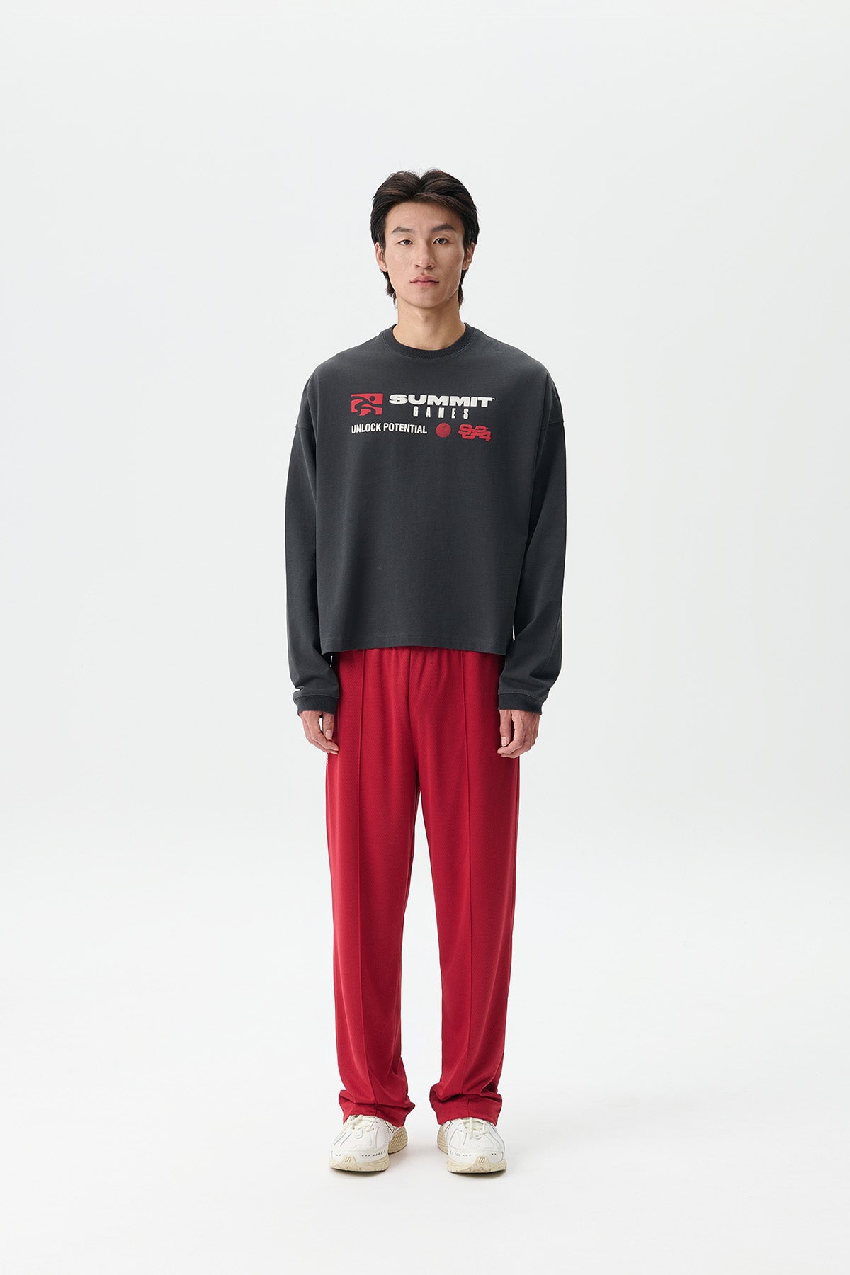 LABEL LOGO CROP LONG SLEEVE TEE - JET BLACK