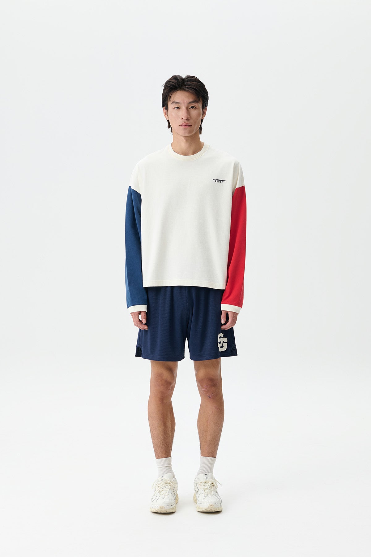 CONTRAST CROP LONG SLEEVE TEE - MULTI