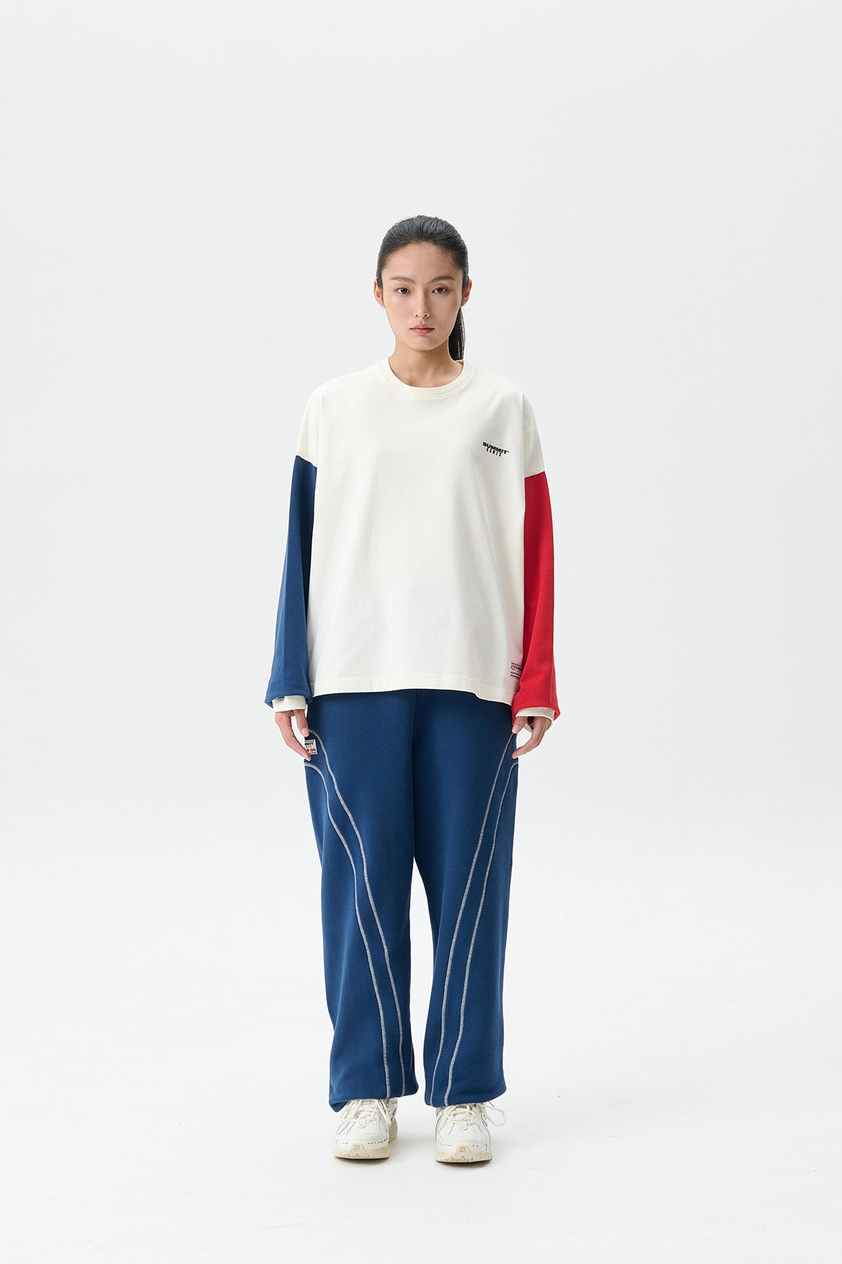 CONTRAST CROP LONG SLEEVE TEE - MULTI