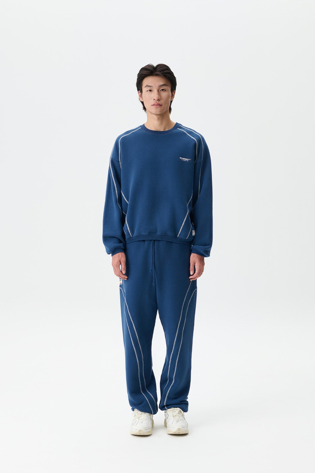 PIPED CREWNECK SWEATSHIRT - MARITIME BLUE