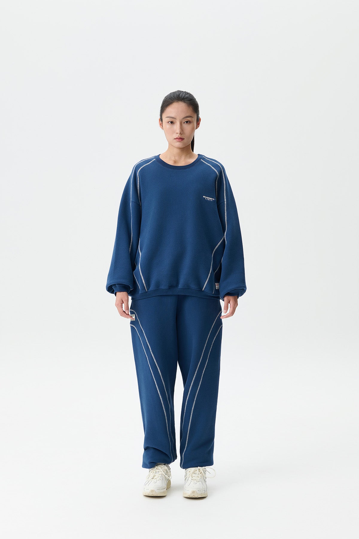 PIPED CREWNECK SWEATSHIRT - MARITIME BLUE
