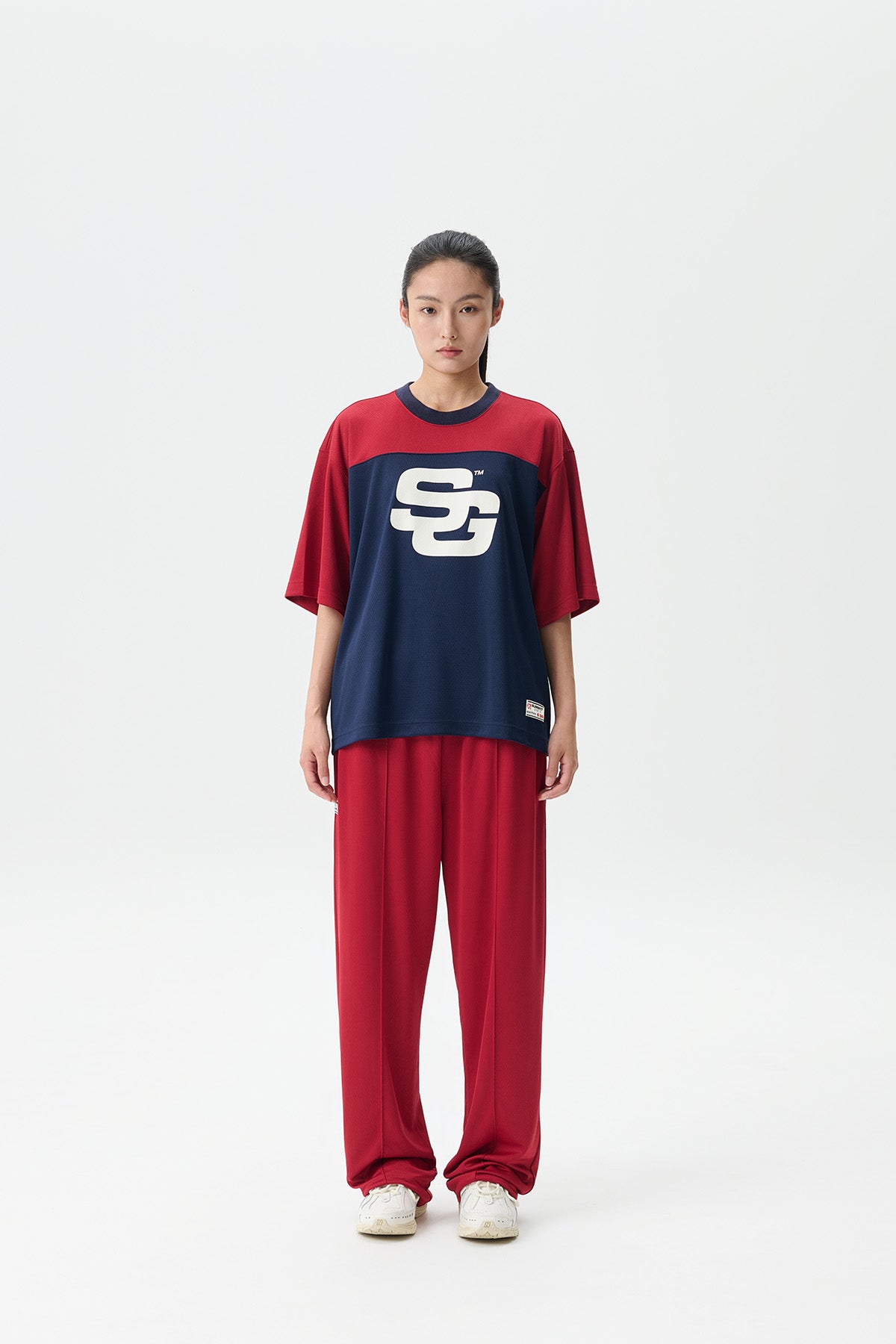 CONTRAST MESH TOP - SCEPTRE RED/MARITIME BLUE