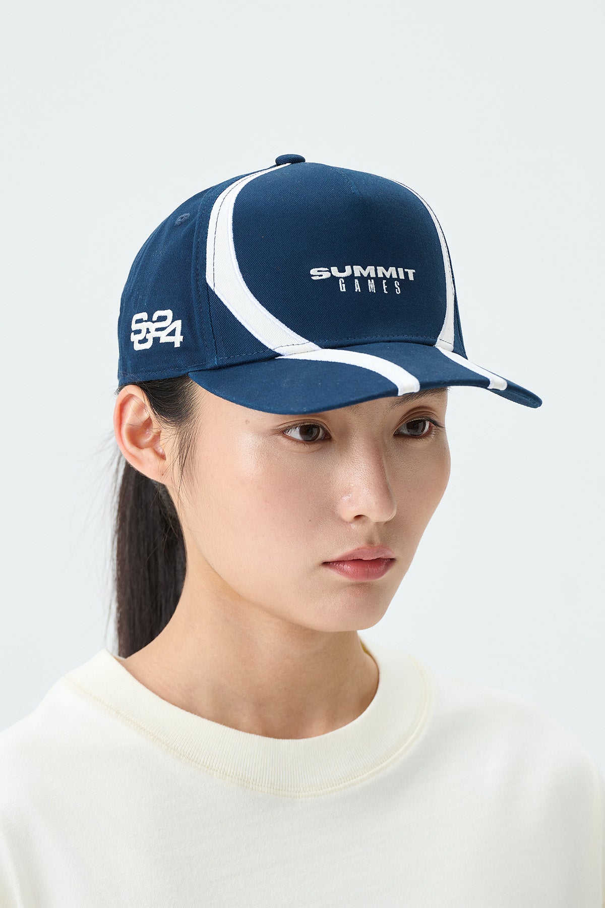 CONTRAST PANEL BASEBALL CAP - MARITIME BLUE