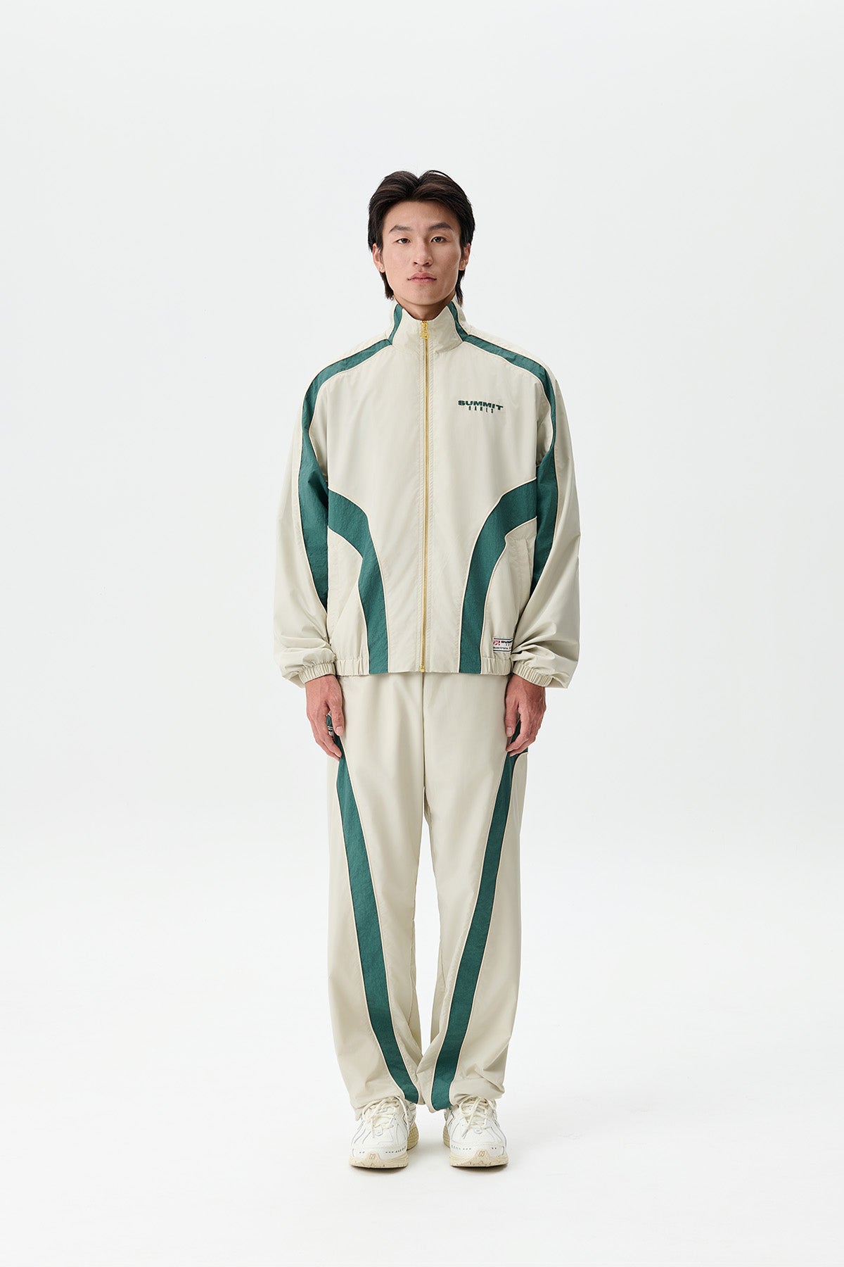 Contrast Ripstop CONTRAST PANEL RIPSTOP NYLON TRACK TOP - SUMMER SAND/HUNTER GREEN ...