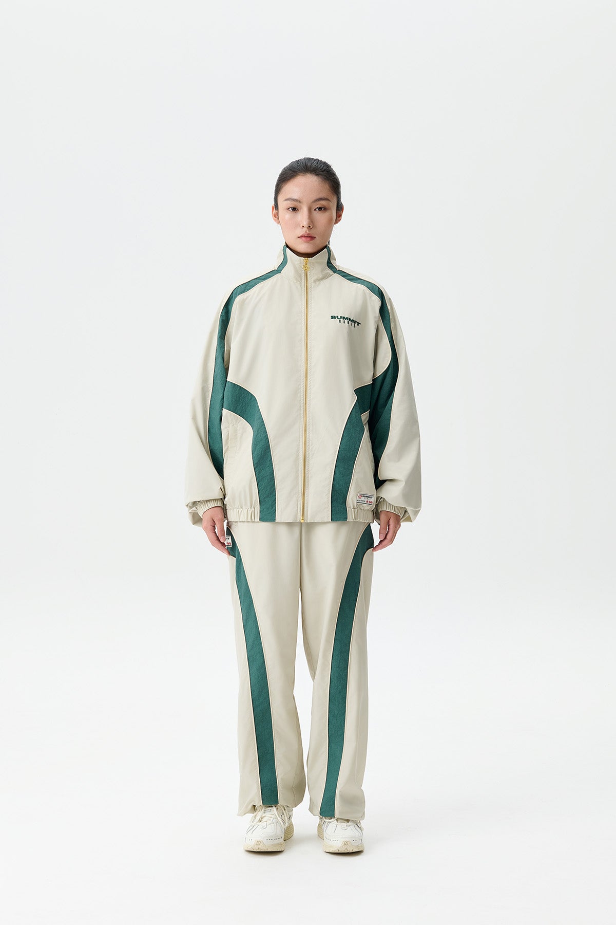 Contrast Ripstop CONTRAST PANEL RIPSTOP NYLON TRACK TOP - SUMMER SAND/HUNTER GREEN ...