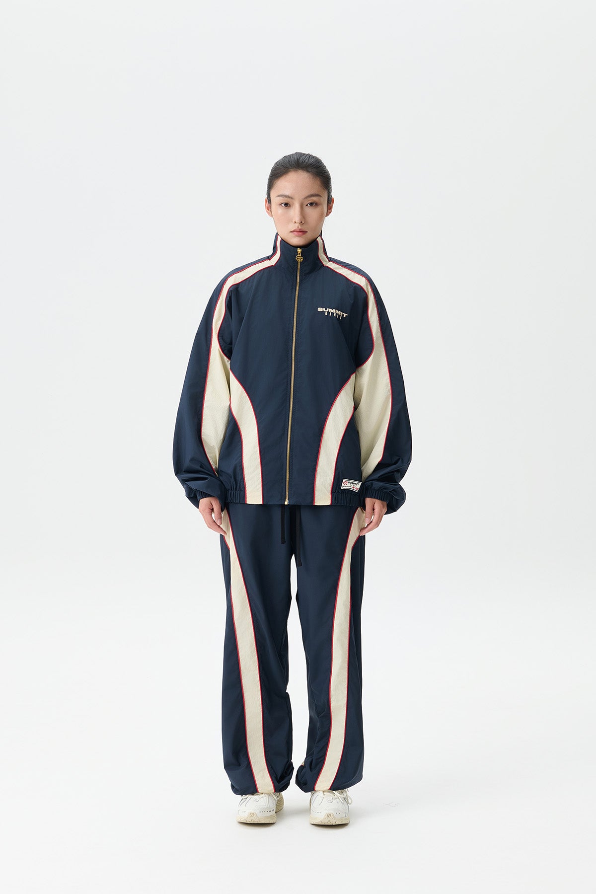 Contrast Ripstop CONTRAST PANEL RIPSTOP NYLON TRACK TOP - MARITIME BLUE/CANNOLI CREAM ...